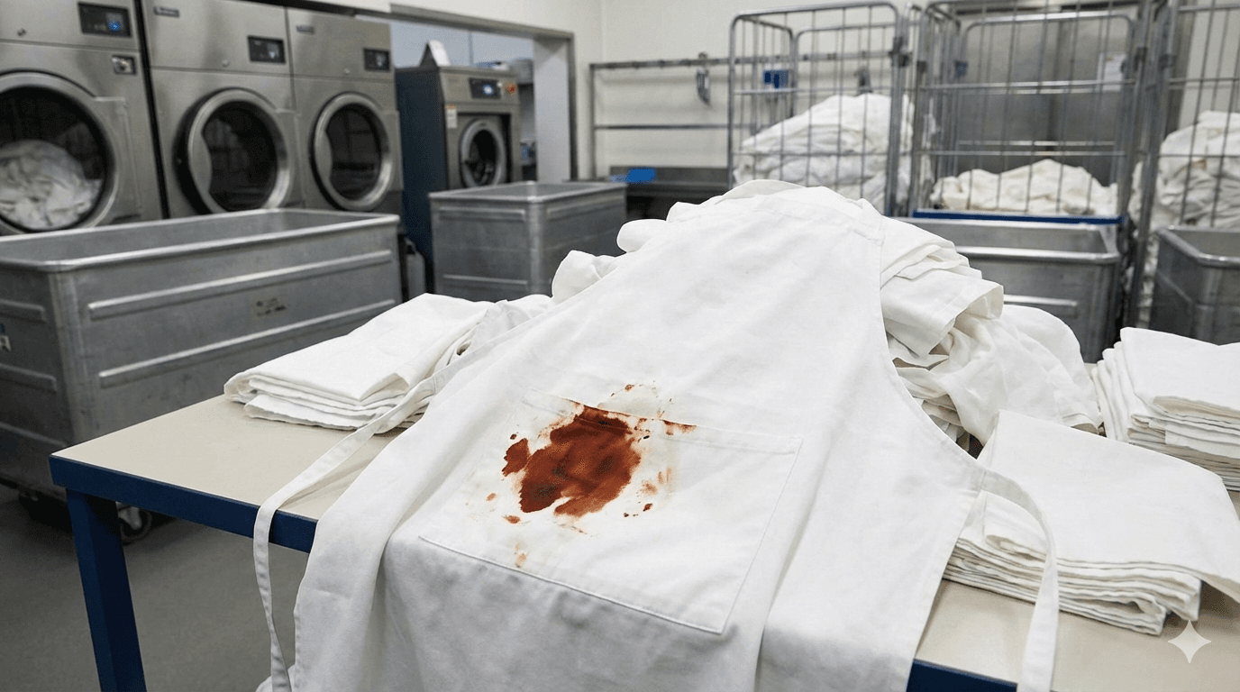 Stained fabric before cleaning